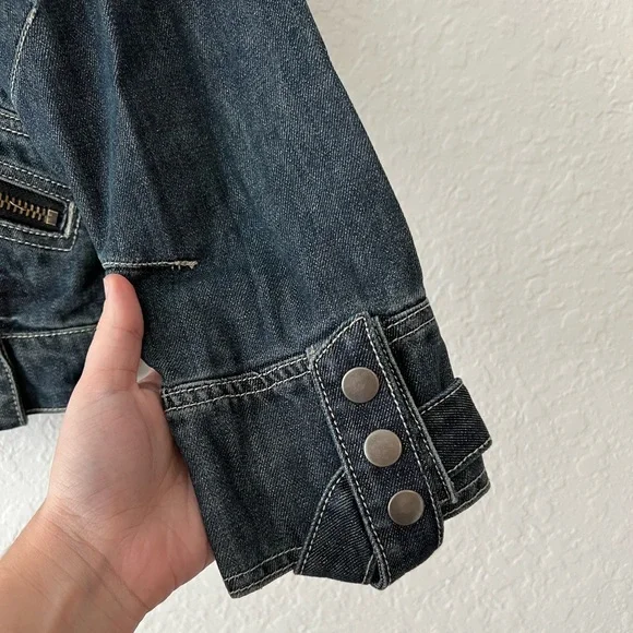 dELiA*s Dark Wash Denim Cropped Jean Jacket Size Large - Picture 3 of 6